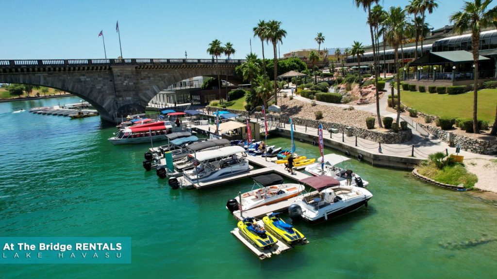 Docked Boats Near Lake Havasu Bridge
