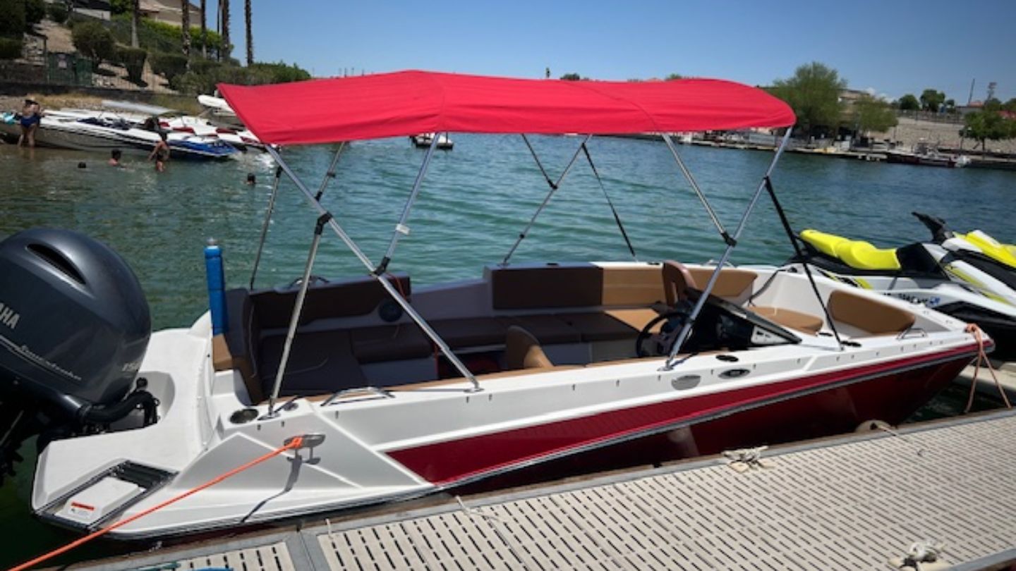 Red and White Boat Docked at Lake Havasu